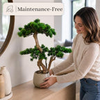 Artificial Bonsai Tree 26" Tall with Realistic Wood and Ceramic Pot, Fake Plants for Home, Bedroom and Office Desk, Japanese Decor - Image 2
