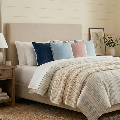 Mecatny Velvet Decorative Throw Pillow Covers 20x20 Set of 4 Blue/Pink - Image 6