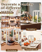 Huquary 16Pcs Wooden Wedding Lantern Centerpiece Rustic Wood Lantern, White - Image 5