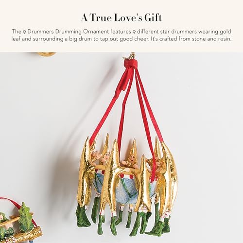 MACKENZIE-CHILDS Patience Brewster 12 Days Christmas Ornament, Decorative Hanging Ornament for Christmas Tree, 9 Drummers Drumming - Image 2