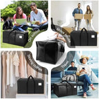 VELVETSURE Heavy Duty Extra Large Moving Bags W/Backpack Straps - Strong Handles & Zippers, Storage Totes For Space Saving, Fold Flat, Alternative to Moving Box and Storage Bin (Set of 6, Black) - Image 6