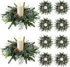 8 PCS Christmas Candle Rings Wreaths Norfolk Snowy Pine Needles Garland Pinecones Wreaths Artificial Cedar Candle Rings Holder for Christmas Wedding Home Table Centerpiece Door Window Chair Wall by Unknown