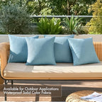 MIULEE Pack of 4 Decorative Outdoor Throw Pillow Covers Linen Waterproof Pillow Covers Summer Farmhouse Cushion Cases for Patio Garden Tent Balcony Couch Sofa 18x18 Inch Blue Gray - Image 2
