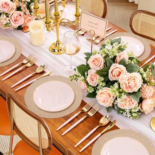 50 Pieces 15 Inch Burlap Round Placemats,Reusable Rustic Jute Table Mats - Image 4