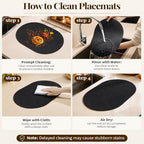 Homaxy Oval Heat Resistant Placemats Set of 8, Black - Image 6