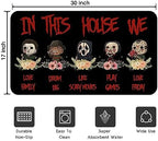 Halloween Horror Villains Welcome Doormat, in This House We Love Family Scary Movies Friday Vintage Non-Skid Floor Mat Decoration Kitchen Door Mat Bedroom Doormat 17x30 inch - Image 3