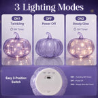 Lavender Crackle Glass Pumpkin Light, 5.5 Inch Battery Operated LED Pumpkin Decor with 6H Timer, Twinkle & Steady Glow, Fall Halloween Thanksgiving Christmas Table Decoration - Image 4