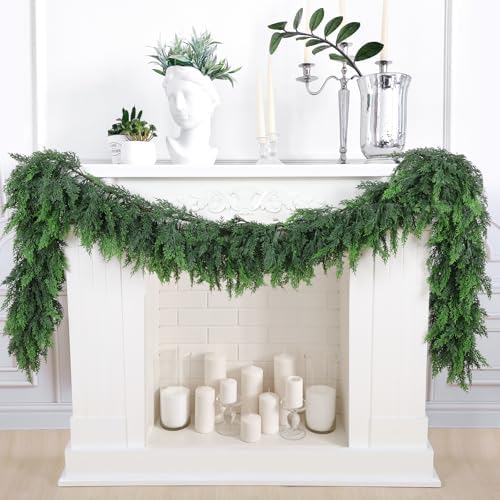 Rowfad 9Ft Cedar Pine Garland for Mantle Christmas Decorations, 1 Set by RowfadFlora
