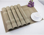PIGCHCY Placemats Set of 12 Washable Durable Place Mats Vinyl Heat Resistant Non-Slip Table Mats Indoor Outdoor (18 x 12 inches, Beige) - Image 4