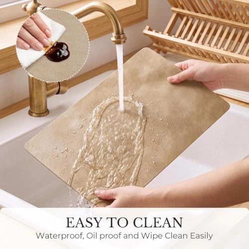 MOSAYT Vinyl Faux Leather Placemats, Set of 8, Apricot - Image 5