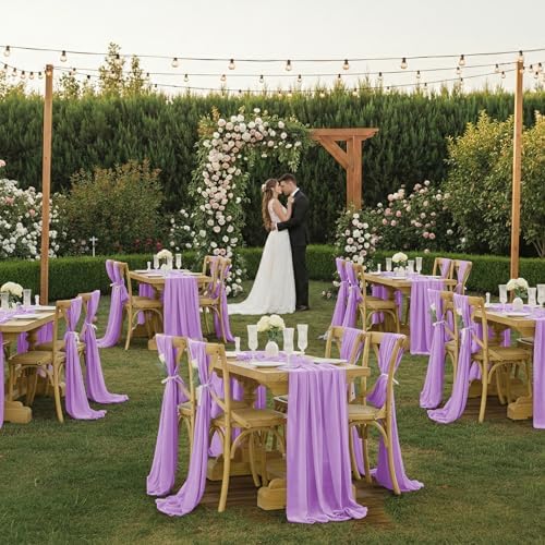 MDS Pack of 10 | Orchid | 14ft Chiffon Table Runner 29x170 Inches Long Romantic Rustic Sheer Gauze Runner for Wedding Bridal Shower Birthday Banquets Engagement Spring Easter Boho Decorations - Image 2