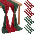Remagr 12 Pcs Christmas Cheesecloth Gauze Table Runners, Red and Green by Remagr