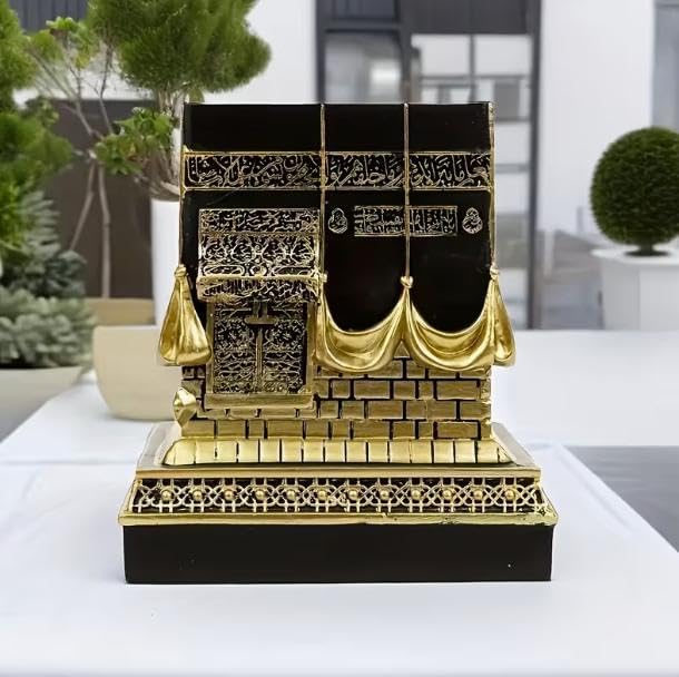 Islamic Kaba Replice Model,Muslim Turkish Home Table Decorations,Islamic Ramadan Showpiece,Golden Black Islamic Prayer House Model,Eid Ramadan、umrah Gift (Golden Black) - Image 3