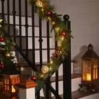 Valery Madelyn 9 Ft Christmas Garland with Lights for Mantle Red Gold - Image 5