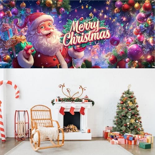 Festive Santa Garage Door Banner 16x7 Ft - Colorful Ornaments and Bold Text for 2 Car Garage Holiday Cheer - Image 7