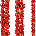 2 Pcs 6 ft Christmas Ball Ornament Garland, Mixed Red by Yuxung