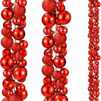 2 Pcs 6 ft Christmas Ball Ornament Garland, Mixed Red by Yuxung