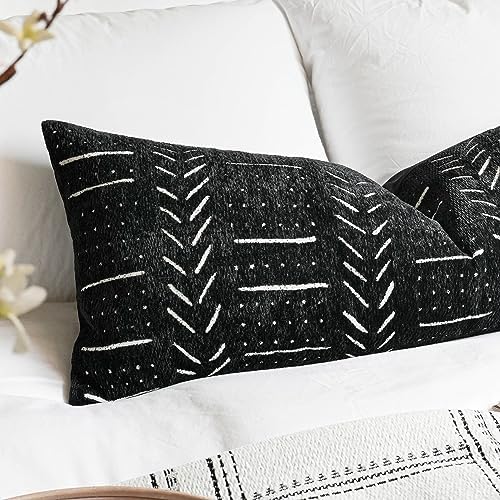 BLISSBLUSH Black Decorative Lumbar Pillow Cover 14X36, Boho Lumbar Throw Pillow For Bed, Long Decorative Pillow Case, Modern Accent Throw Pillow, 14 x 36 Textured Lumbar Pillow Decorative (COVER ONLY) - Image 6