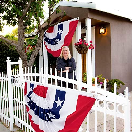 3 x 6 FT 4th of July Decorations, 2 PCS Patriotic USA Pleated Fan Flags, Large American Bunting Flag Banner 250th Anniversary Half Fan Flags for Independence Day Memorial Day Outdoor Home Decor - Image 6