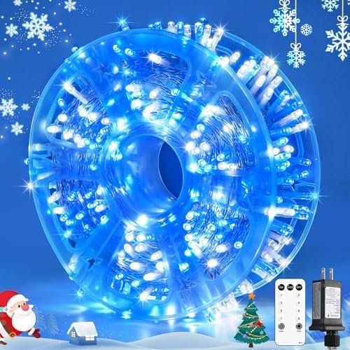 JMEXSUSS 400 LED Blue and White Christmas Lights Indoor Outdoor with Remore by JMEXSUSS