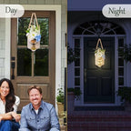 2 pcs Lighted Mason Jar Wall Decor with Artificial Flowers, Wooden Welcome Sign, Battery Operated, 50 LED Lights, Rustic Farmhouse Style Christmas Festival - Image 7