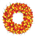 Realistic Tulip Wreaths for Front Door Floral Door Wreath for Spring Summer Fall Decor for Outdoor Indoor Window Wall Front Porch Farmhouse Home Easter Thanksgiving 22" Red Orange Yellow by Zmtyykh