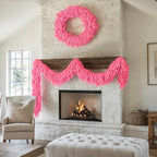 9Ft Halloween Cedar Garland,Pink Real Touch Soft Christmas Decorations - Image 7