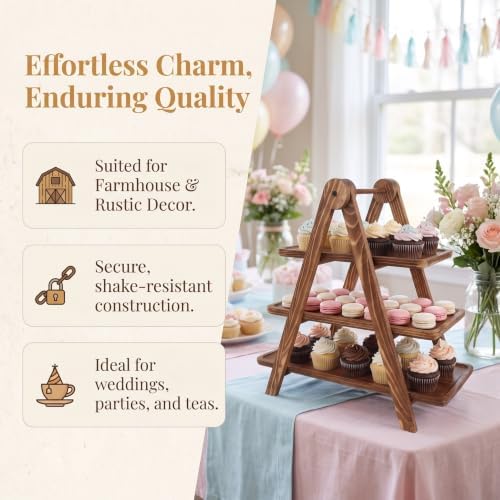 Ipetboom Wood 3 Tier Serving Tray Rectangle, 17x16x8, for Indoor Outdoor - Image 3