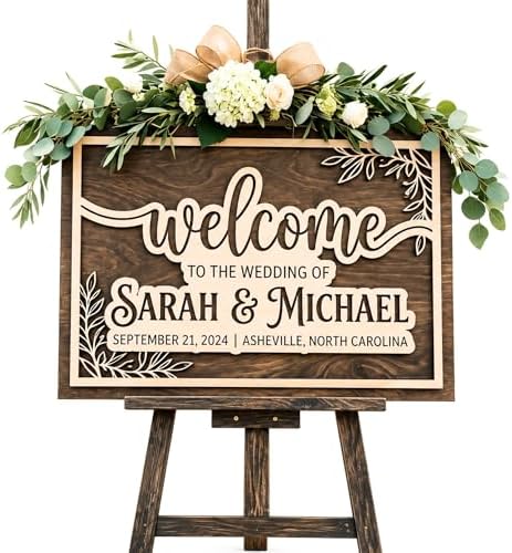 Personalized Southern Botanical Wedding Welcome Sign - Custom 3D Wood Ceremony Entrance & Reception Board for Charming Barn, Vineyard or Country Estate - Multiple Sizes by AydansUniqueFinds