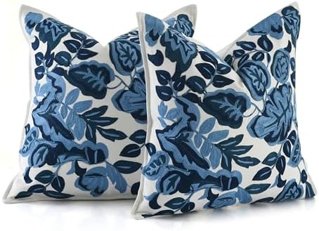 My Whimsical Corner Ombre Blue Boho Throw Pillow Covers 18x18, Set of 2 by COTTONPRINTCLUB