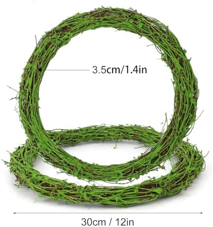 6 Pcs 12 inch Natural Grapevine Wreath Set, Hand-Woven Vine Branch Wreaths for DIY Crafts, Christmas Decorations, Home & Event Styling(Green) - Image 2