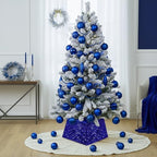 XmasExp Christmas Tree Collar, 24 inch Sequin Tree Skirt Stand Base Cover for Home Decor, Medium Size 4 Piece, Blue - Image 5