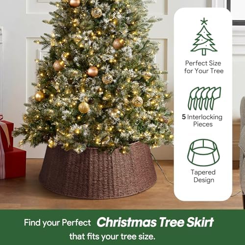 Hommtina Christmas Tree Collar- 26",Christmas Tree Base Christmas Tree Basket Collar for Home, Living Room,for Covering Tree Stand (Brown, 26 in) - Image 3