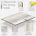 Set of 4 Heat Resistant Cork Placemats for Dining Table with Free Set of 4 Matching Drink Coasters Cork Wood Design Print 16 x 12 Inches Cork Backed Hard Placemats (White Driftwood) - Image 2