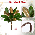 Briful 2 Pack Green and Gold Faux Magnolia Stems for Vase - Image 2