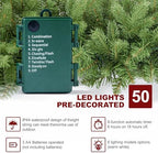 9FT Pre-Lit Artificial Christmas Garland with 50 LED Light Battery Operated, Holiday Decorations with 300 Tip Branch, for Indoor Door Home Stairs Fireplaces Wall - Image 3