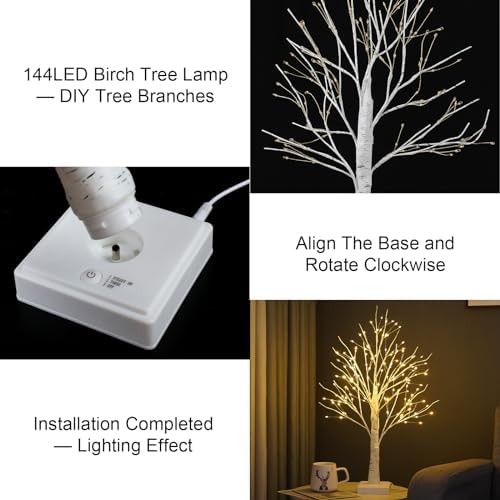 OURBAOFU 144 LED Birch Tree Lights with Remote Control, Timer - Image 2
