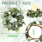 Zeyune 24 Pcs Candle Rings Bulk Artificial Eucalyptus Wreath Classic - Image 2