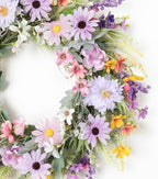 Spring Summer Wildflower Daisy Wreath for Front Door 18 Inch Artificial Colorful Flower Wreath for Indoor Outdoor Wall Festival Easter Home Farmhouse Wedding Decor - Image 3