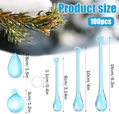 Vercraft 100 Pcs Christmas Tree Acrylic Hanging Ornaments, Blue - Image 2