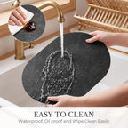 MOSAYT Vinyl Faux Leather Oval Placemats, Set of 6, Black - Image 5