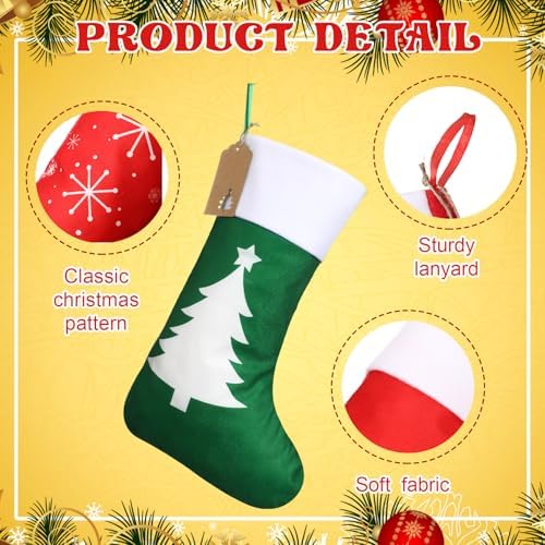 Shinymoon 12 Pack Christmas Stockings Bulk, Red, Green, Blue, Pink, Basic - Image 3