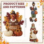 Simgoing 3 Pcs Fall Thanksgiving Figurine Resin Turkey Pilgrims Table Decor - Image 3
