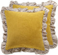 patdrea Vintage Yellow Linen Throw Pillow Covers,Set of 2,18"x18"-Kubum by patdrea