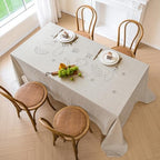 Linen World Embroidered Linen Tablecloth Large 70x157inch,100% French Linen Pre-Washed Table Cloth,Natural Flax Table Cover for Elegant Dining,Fruit Embroidery by LLinenWorld