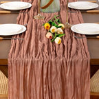 Dusty Rose Cheesecloth Table Runner Boho Wrinkled Gauze Table Runners - Image 2