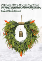 20" Heart-Shaped Wreath for Front Door – Faux Greenery with Rustic Bell – Waterproof & Fade-Resistant Christmas Decor for Porch, Holiday Wall or Indoor Use - Image 5