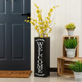 Glitzhome 24"H Wooden Welcome Sign, Rustic Farmhouse Double-Sided Box-Shaped "WELCOME PORCH" Sign, Outdoor Front Door and Courtyard Decoration（Black） by Glitzhome
