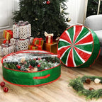4 Pack 30 Inch Wreath Storage Containers, Hard Shell Garland Storage Bags with Handle Dual Zipper, Large Red Green Round Storages Box for St. Patrick's Day Wreath - Image 4