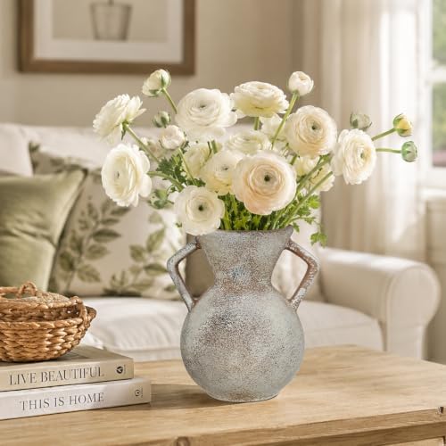 Ceramic Flower Vase Home Decor - Farmhouse Table Vases with Handle - Image 2